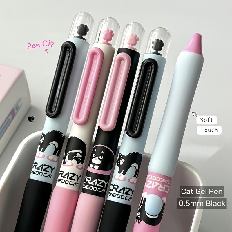 1/4pcs Crazy Tuxedo Cat Gel Ink Pen Cat Paw Rotating Capsule 0.5mm Ballpoint Black Color Quick Dry Smooth Writing