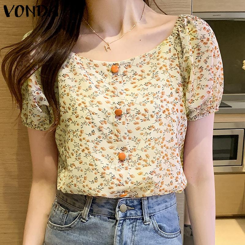 

Летние женские топы VONDA с ​​цветочным принтом и пышными рукавами