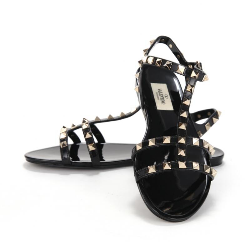 Valentino Rockstud Flat Sandals 6w2s0h38 Pvs 0no