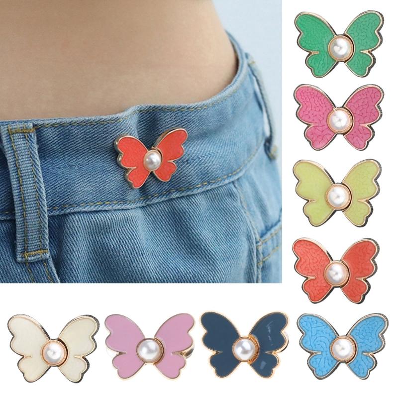 Fashion Butterfly Jean Button Adjustable Waist Buckle Extender Detachable Tighten Attacher Pins Waist Closing Artifact
