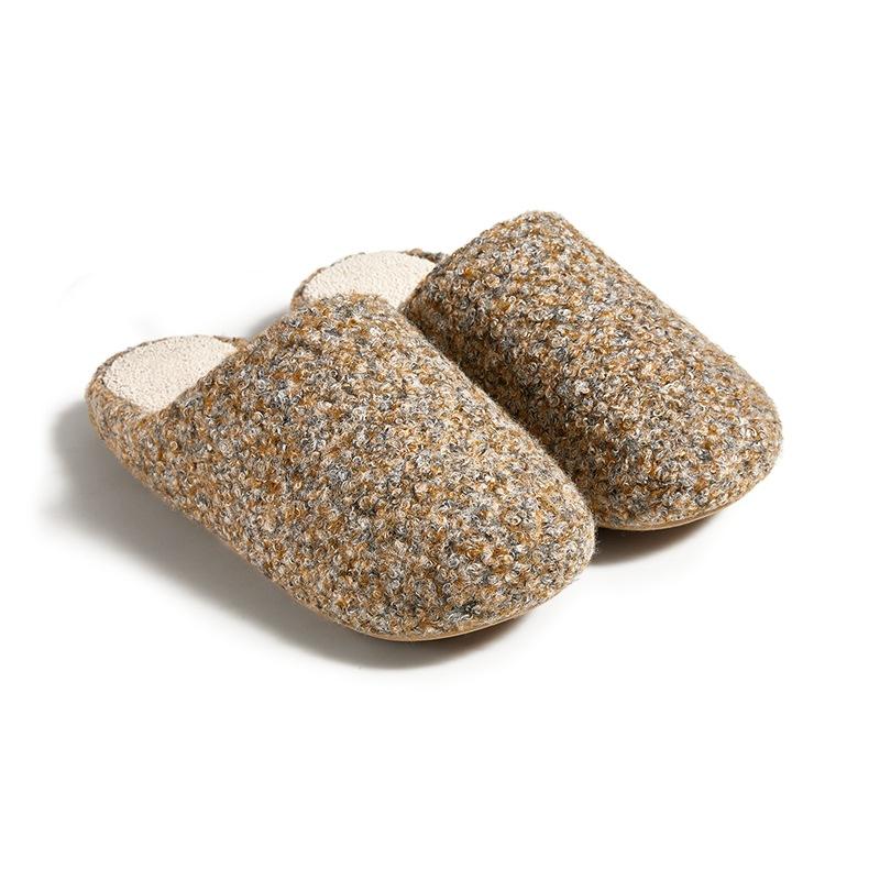 Simple and Small Broken Cotton Slippers Bow Winter Indoor Non-slip Warm Wool Slippers Home Cotton Slippers