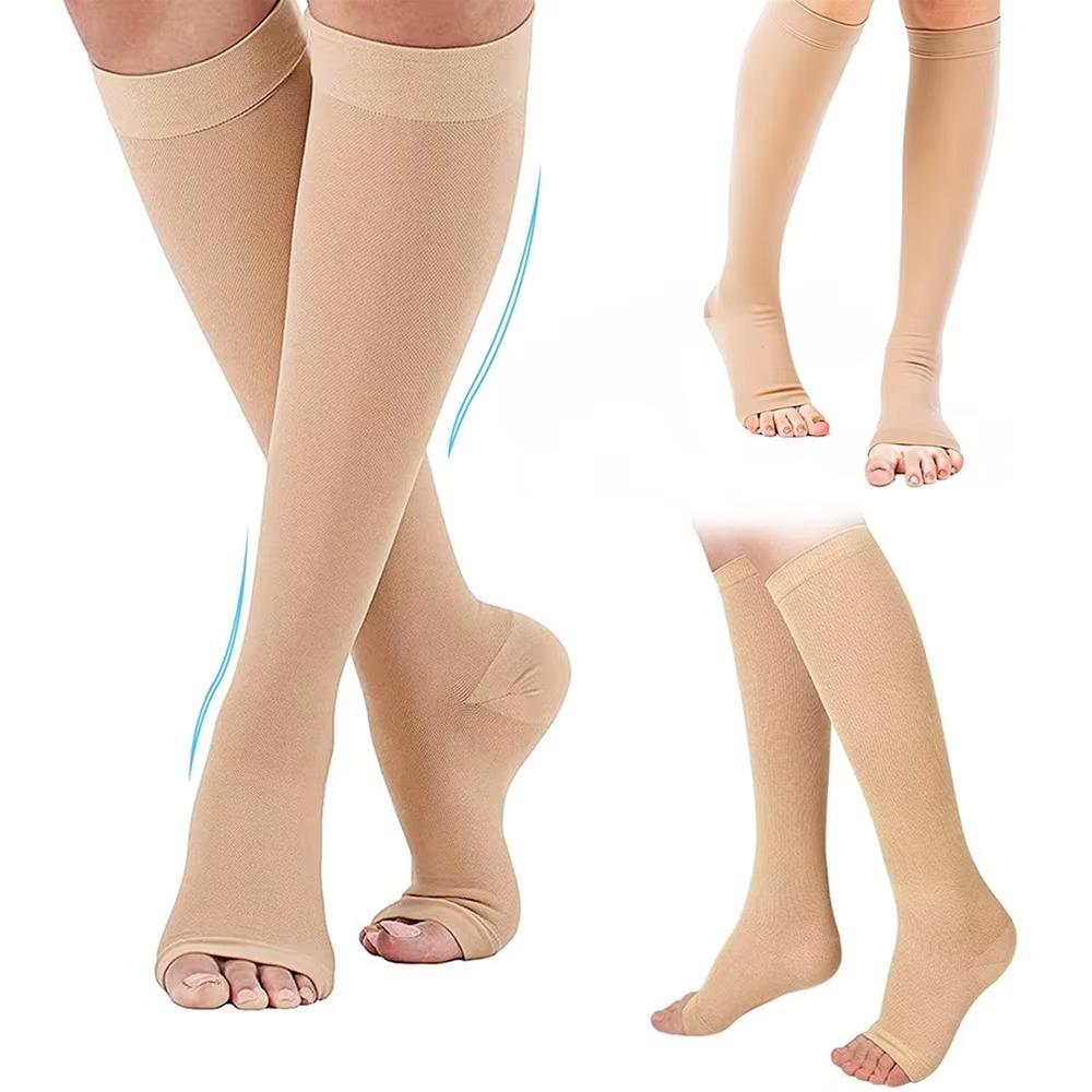 

20-30mmHg Calf Compression Sleeve Breathable Pressure Calf Socks New Stretch Socks Men Women Beige XL