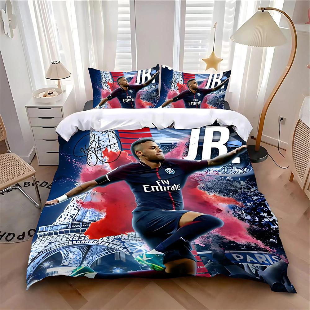 Set Biancheria da Letto Caldo Calcio N-NeymarS Decorazione Camera da Letto Bambini Singolo Matrimoniale Grande Formato Copripiumino Set per Adulti Ragazzi Ragazze