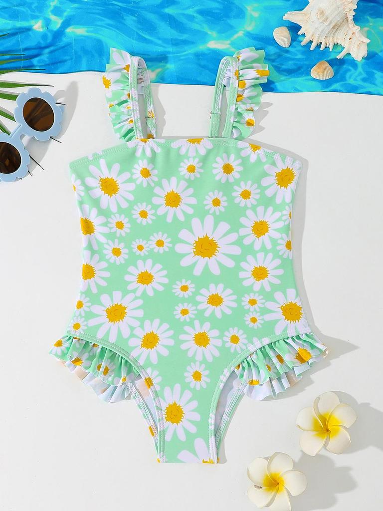 2026 European Girls' Printed One-Piece Swimsuit for Toddlers