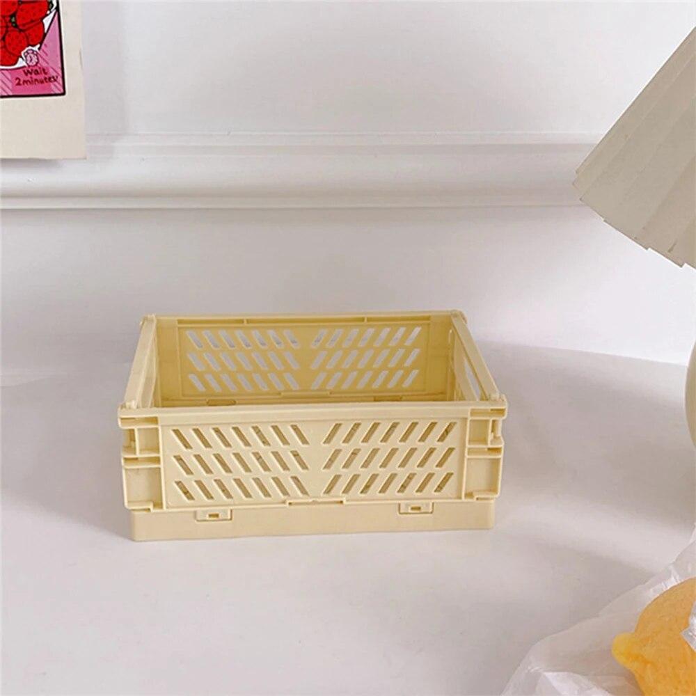 1PC Desktop Foldable Storage Box, Student Stationery Shelf, Miscellaneous Cosmetics Storage Basket