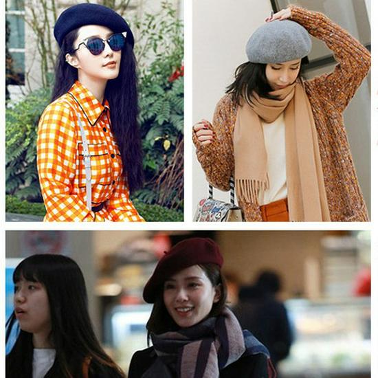 Korean Style Autumn & Winter Imitation Wool Beret Hat for Women