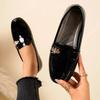 2025 Women's Shoes Loafers Women's Flats Fashion Office Flats Women Metal Decoration Round Toe Plus Size Slip On Shoes Female