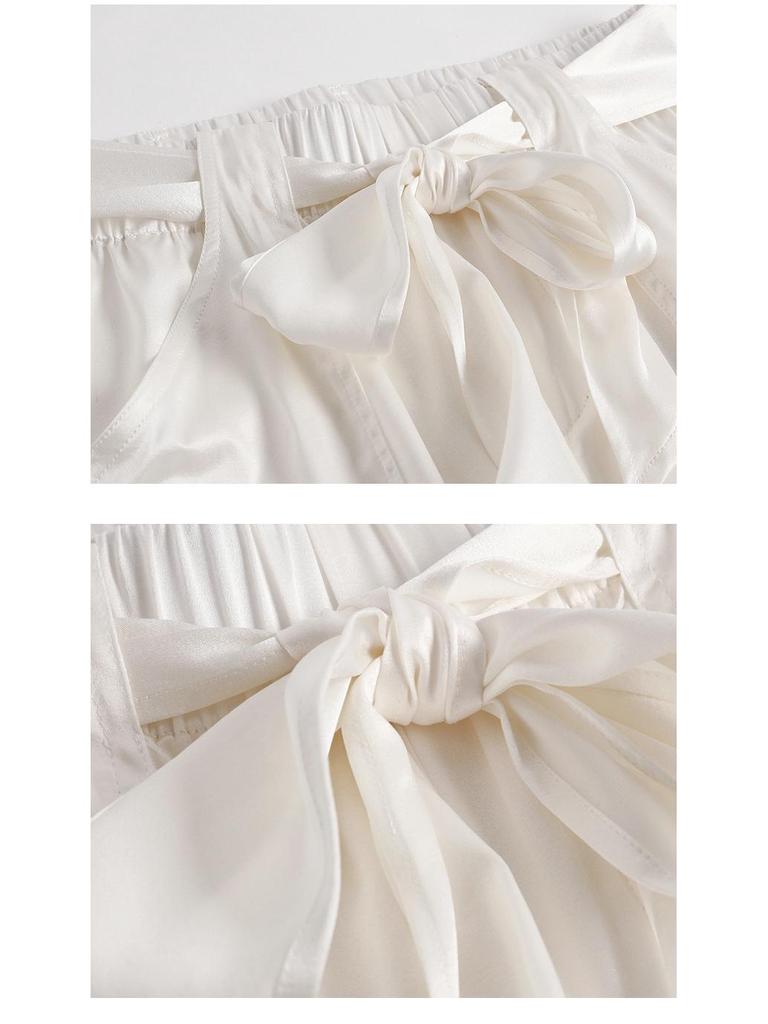 19mm Maulbeerseide Stretch Satin Cropped Jogger mit elastischem Kordelzugbund - Slim Fit, Freizeithose 2025