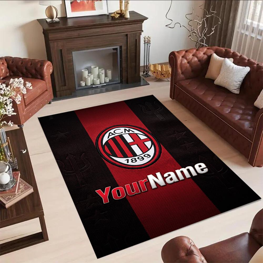 Ac Milan Personalized Name Area Rug Perfect for Foyer Playrooms Game Room Balcony Antislip Carpet Decorate Offices Perfect Gift for Friends & Family