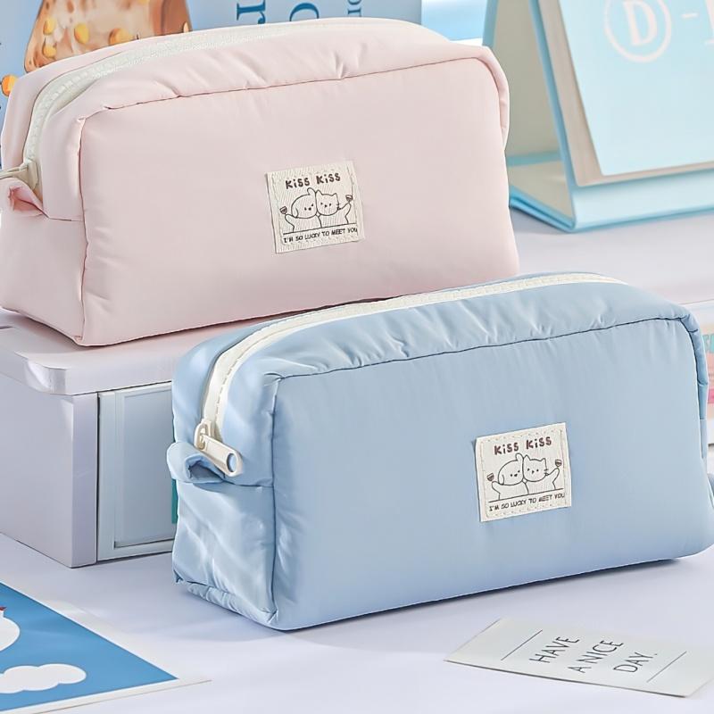 1 pz Astuccio Matite Kiss Cream Borsa Porta Penne Simpatico Cartone Animato Cane & Gatto Design Semplice Grande Capacità Pochette Portaoggetti Stile Giapponese