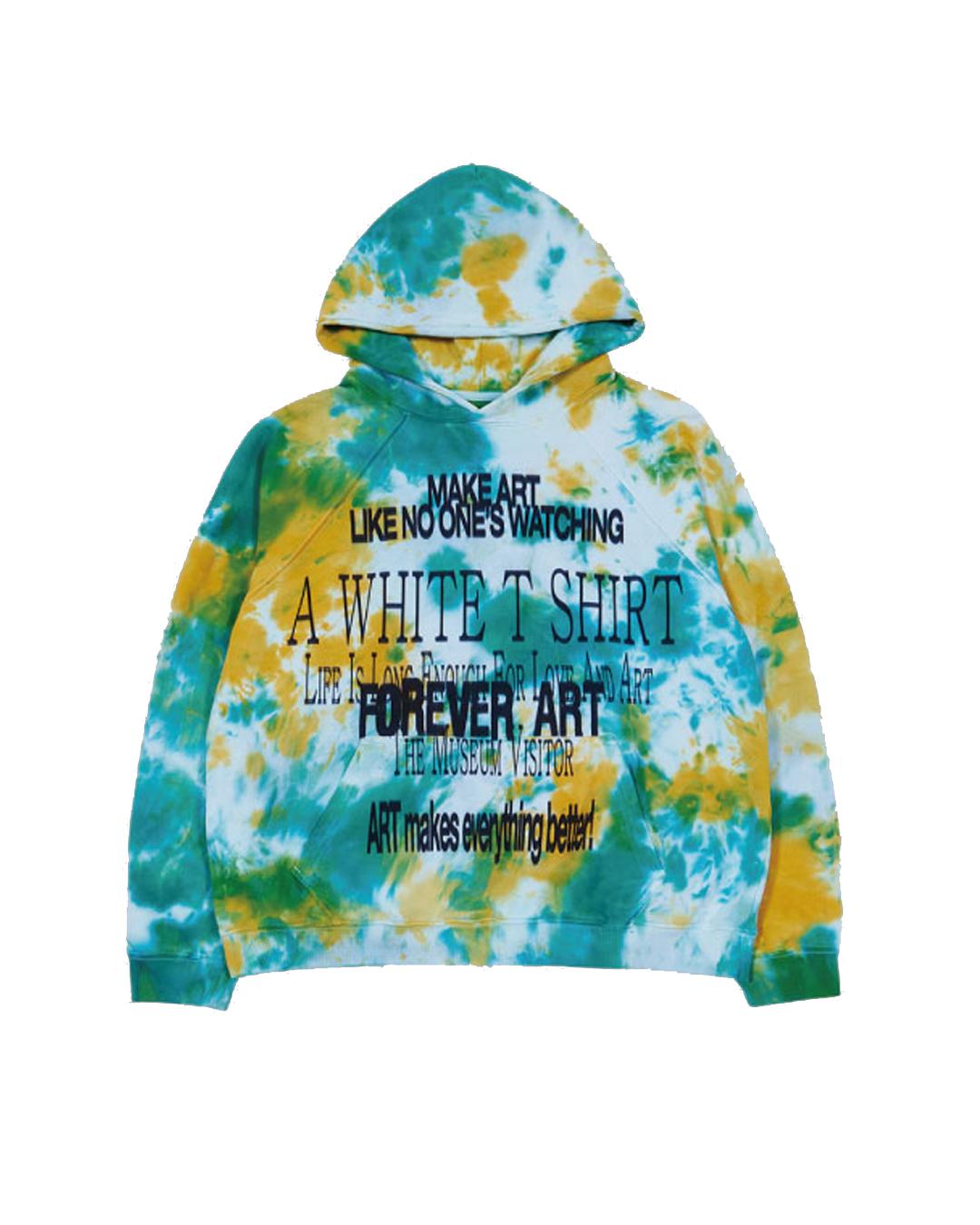 The Museum Visitor Lettering Printed Tie Dyeing Hoody (Green) L