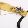 Retro College-Style Gemstone Streamer with Metal Chain - Unisex, No-Tie Design (TS365)