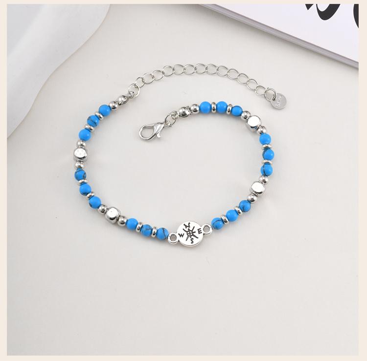 Class of 2026 Gift Compass Natural Stone Bracelet for Women Stainless Steel Beaded Healing Jewelry Waterproof Inspirational Gift