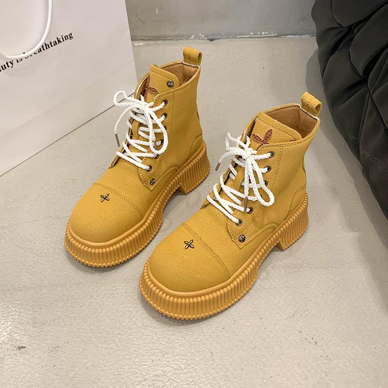 Martin boots women's 15CM small thick bottom inner height increase Wu Xuanyi same shorty Le rhubarb autumn and winter soft leather velvet