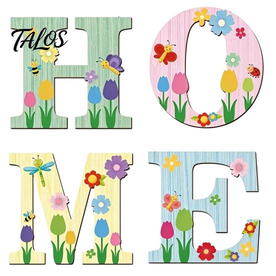 Holiday Atmosphere Home Accents 4Pcs/Set Rustic HOME Sign, Christmas Wooden Wall Decor 2D Flat Decorative Seasonal Signs for Door Snowflake