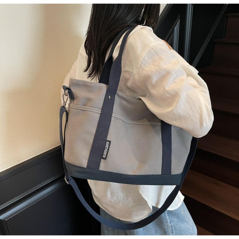 Canvas Bag Women's Large-capacity New Summer Versatile Messenger Bag Casual Portable College Student Tote Bag