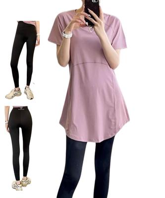 Short Sleeve Yoga Wear Comfortable and Pilates Training Gym Outfit Size [motayu18] Women's Set, Figure-Contacting, Quick-Drying, Stretchy,