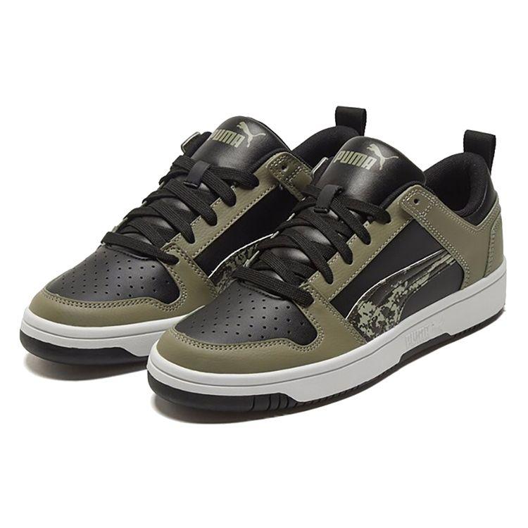 Puma Rebound Layup Fabric Synthetic Leather Low-Top Sneakers Unisex Sneakers Black Green White 368876-02