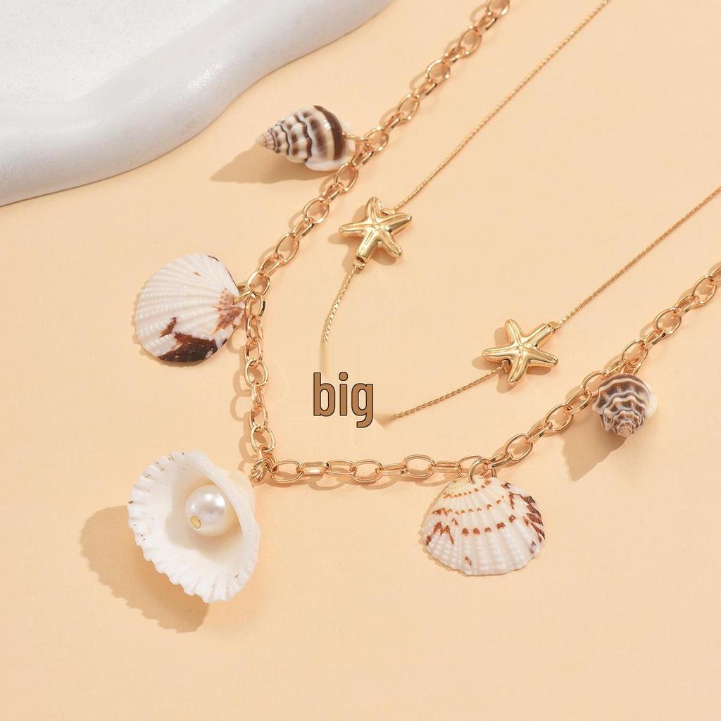 Ocean Shell Pearl Necklace: Elegant European & American Vacation Style Jewelry for Women