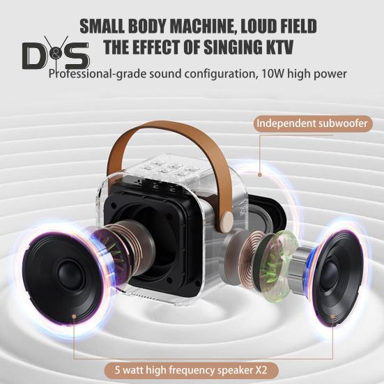 Mini karaoke zařízení kompatibilní s Bluetooth s mikrofonem 5 zvukových efektů Kompaktní sada přenosných karaoke reproduktorů s vysokým výkonem