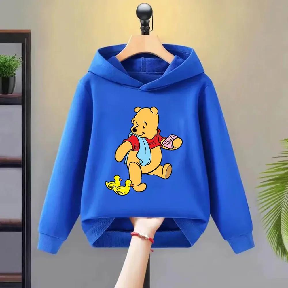 Disney Winnie The Pooh Printed Children's Hoodie for Autumn and Winter, Warm Top, Comfortable, Soft and High-quality Hoodie