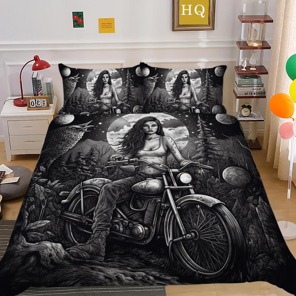 Fajny Pokrowiec na Kołdrę Styl Czaszki Narzuty Domowe Rozmiar King Queen Modny Zestaw Poszewek na Kołdrę Kobieta Mężczyzna Zestawy Pościeli
