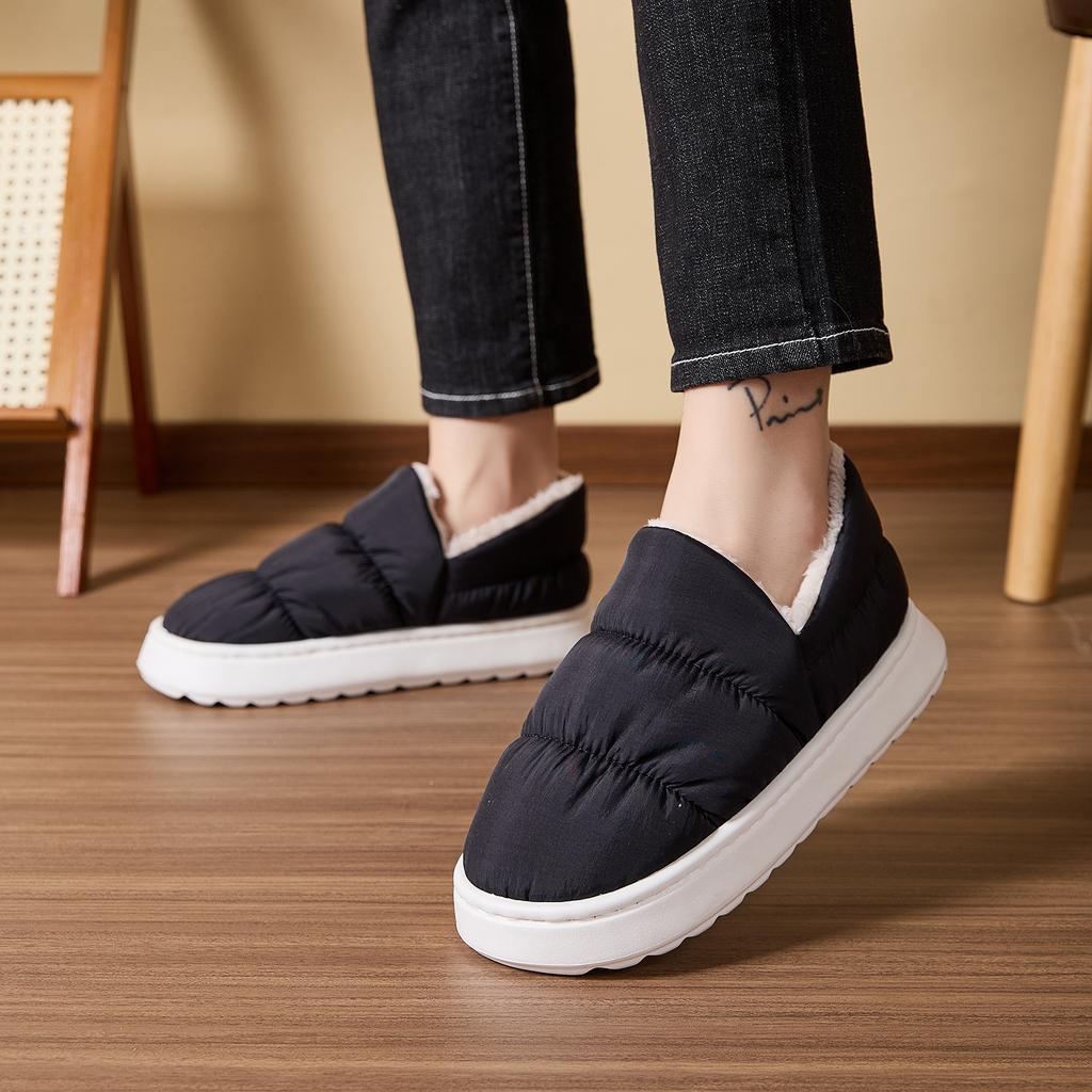 Cross-border foreign trade new spot wear thick-soled non-slip home cotton shoes rain cloth thickened plush thermal cotton slippers