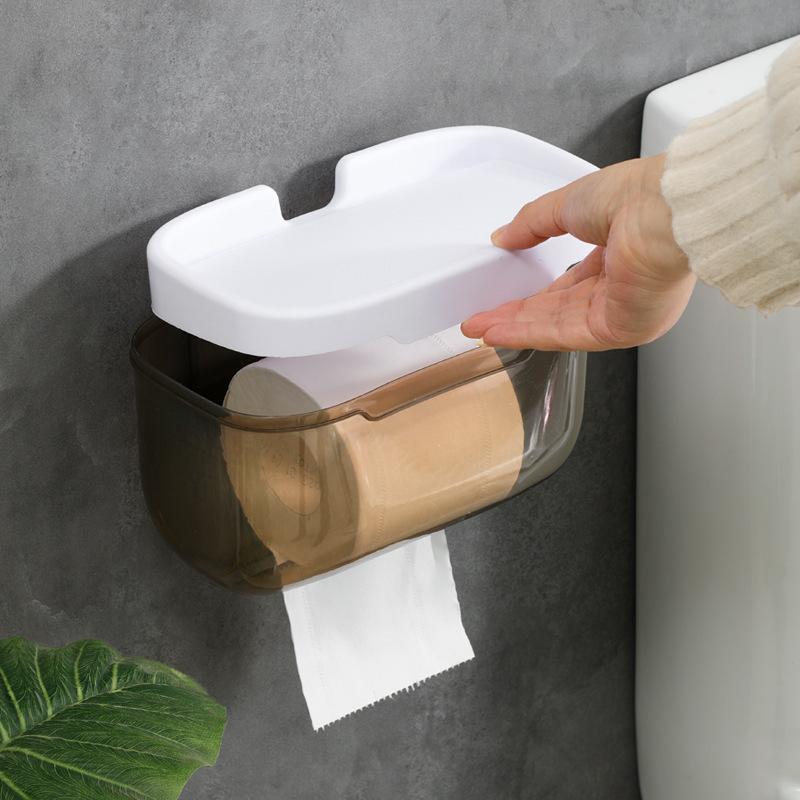 Paper Holders Non Perforated Wall Mounted Toilet Tissue Box Waterproof Tissue Holder Toilet Storage Household Bathroom Rack