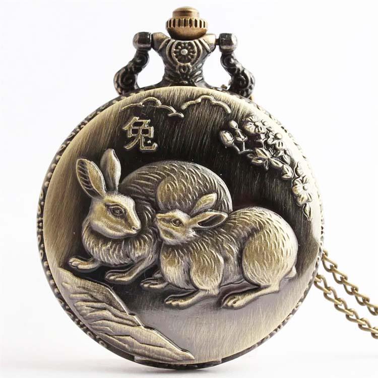 Pendant Animal Zodiac Pocket Watch Vintage Charm Unisex Fashion Quartz Pocket Watch Necklace