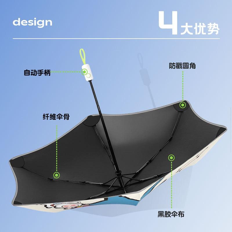 New 6-bone three-fold vinyl safety corner children's umbrella