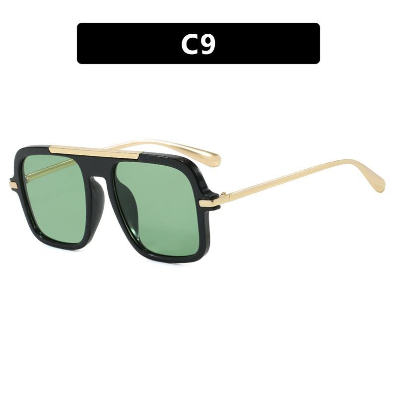 Vintage Colorful Metal Conjoined Square Sunglasses Women Men Retro Trend Sun Glasses Climbing Camping Glasses