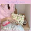 Ins Style Canvas Tulip Cosmetic Case Flower Pattern Skincare Storage Pouch Portable Travel Inner Bag Street Fashion Yellow