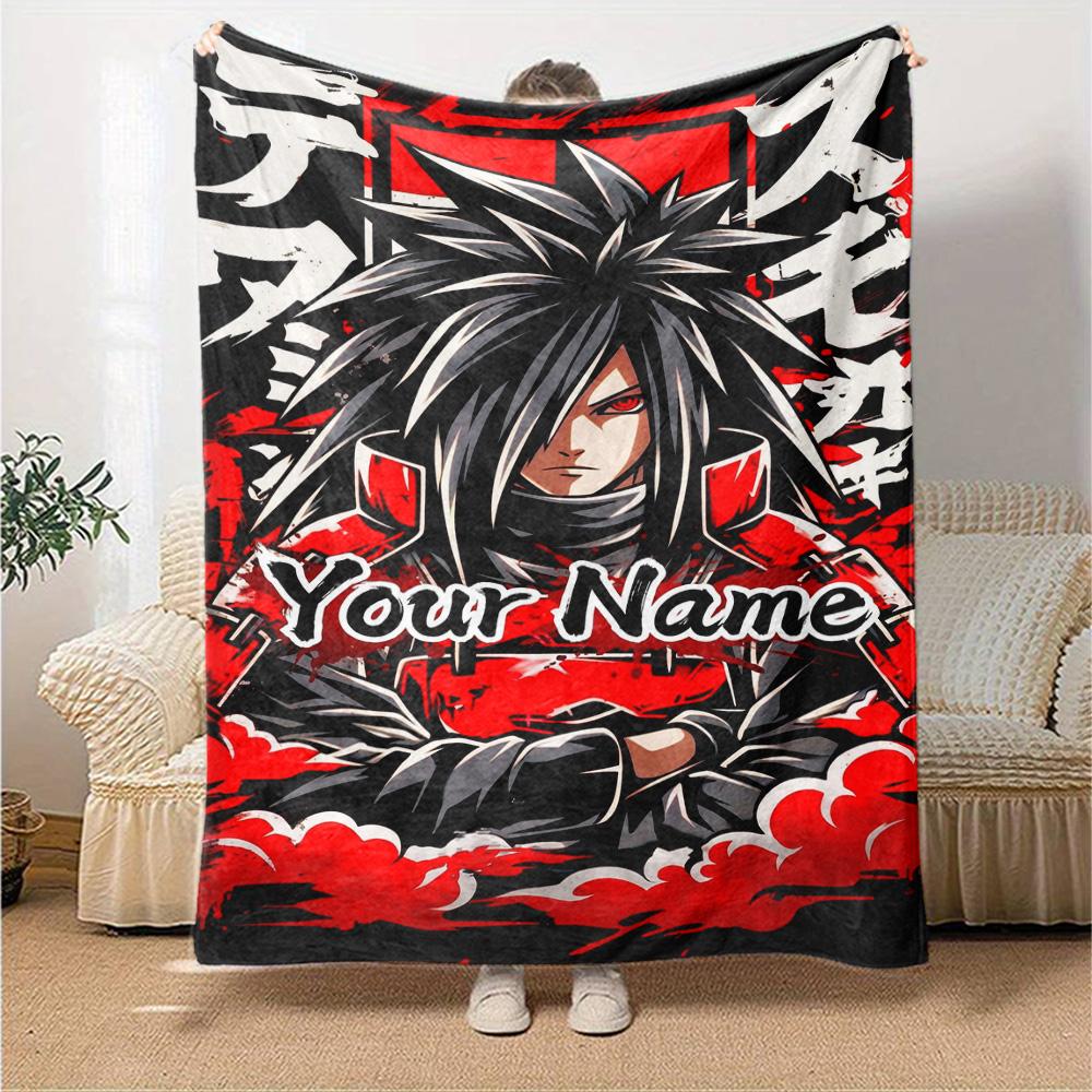 Naruto Character Personalized Text Blanket Lightweight Customizable Blanket Comfortable Great for Nap Office Office Chair Livingroom All-Season Use
