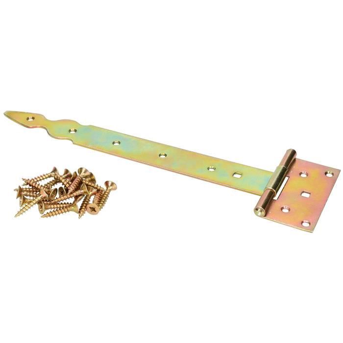 Charnière en T Décorative 300 mm Galvanisé Jaune - KOTARBAU®