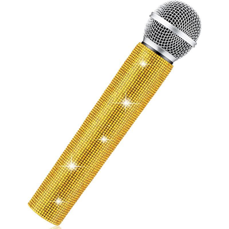 Rhinestone Diamond Microphone Cover for Children's Performance (Prop Only, Mic Not Included)