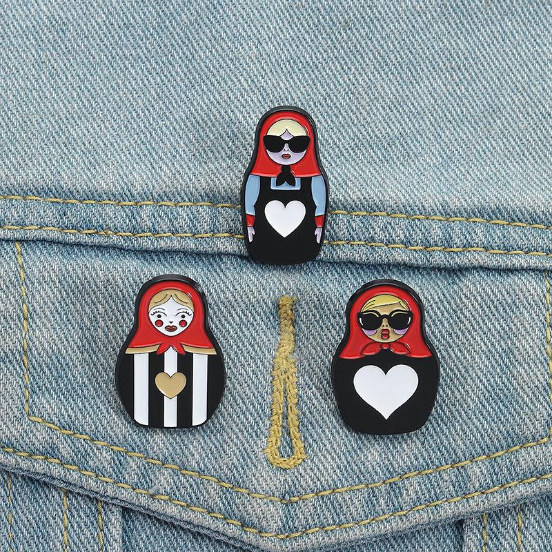 Cultural Costume Collected Enamel Pin Classic  Nesting Doll Metal Brooches Lapel Badge Jewelry Gift For Friends