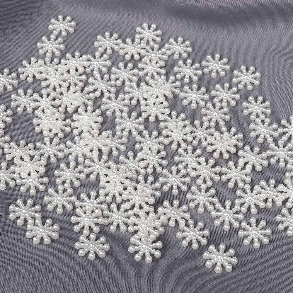Card CraftWhite DIY Decor Decoration Wedding Flatback Pearl Snowflake Embellishment Christmas