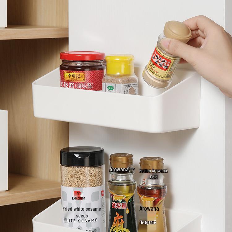 Wall-Mounted Multifunctional Spice and Condiment Rack for Kitchen Storage