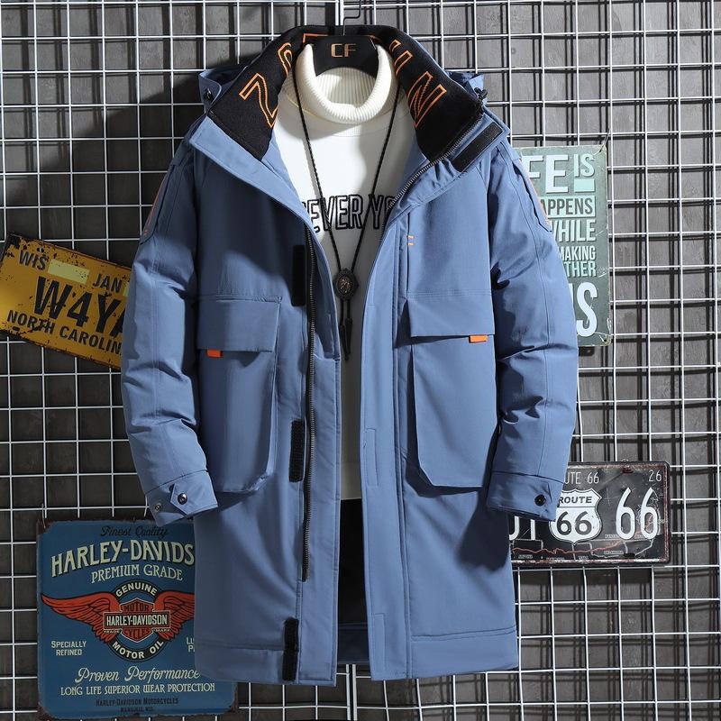 Men's and Women's Medium-length Large Size Hooded Cotton Jacket Thickened Warm and Cold-resistant Casual Comfortable White Duck Down Feather Jacket
