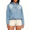 Damen Kapuzen-Langarm-Jeansjacke Lässiger Streetstyle Oberbekleidung