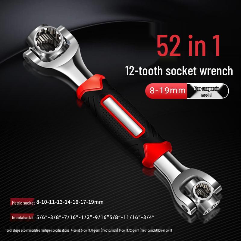 Niemiecki 52-w-1 Wielofunkcyjny Zestaw Kluczy Nasadowych i Uniwersalny Klucz z Obrotową Głowicą 8-w-1