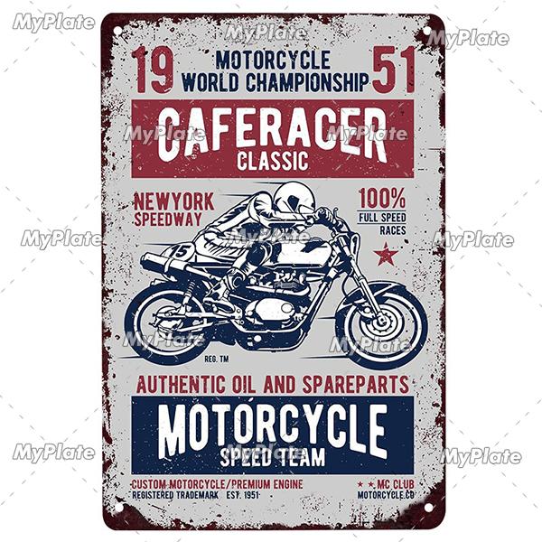Cafe Racer Metal Sign Vintage Plaque Tin Sign Wall Decor For Garage Club Plate Crafts Ride Biker Poster Motorcycle
