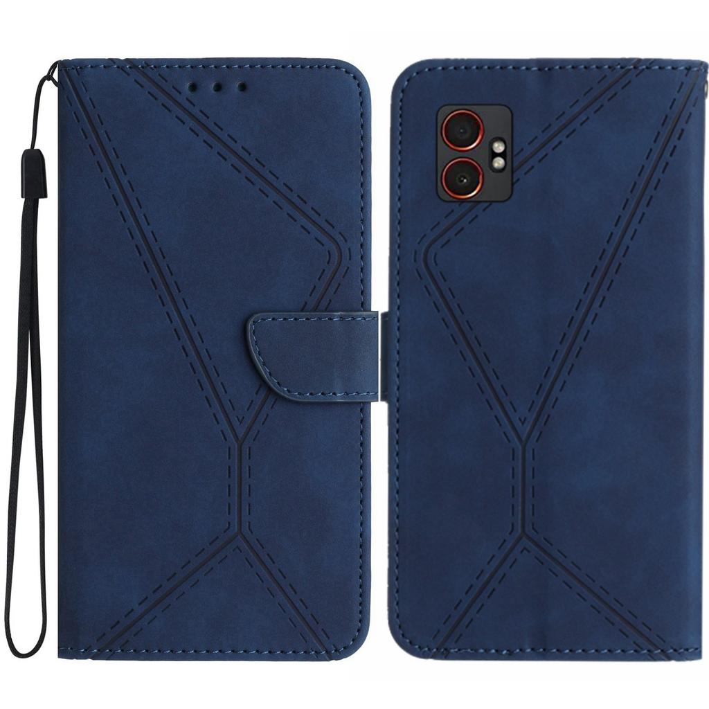 For Samsung Galaxy XCover7 Pro Case Skin Touch Lines Imprinted PU Leather Flip Phone Cover