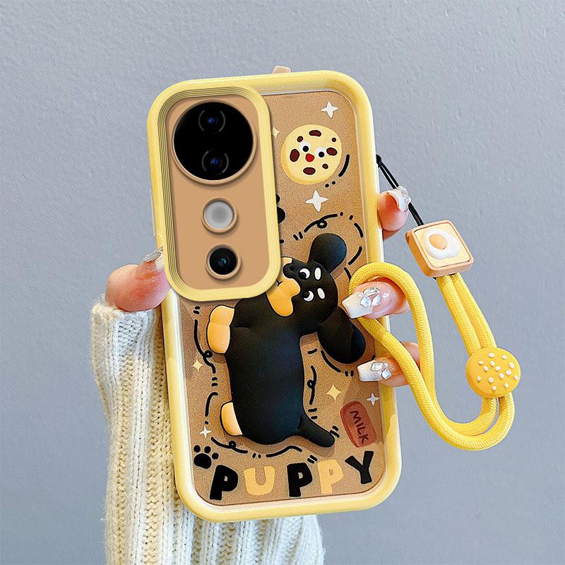 KEYSION Coque Antichoc pour VIVO V40 5G V40 Pro 5G avec Cordon Silicone Souple Mignon Poupée Dessin Animé 3D Housse de Téléphone pour VIVO V40 Pro