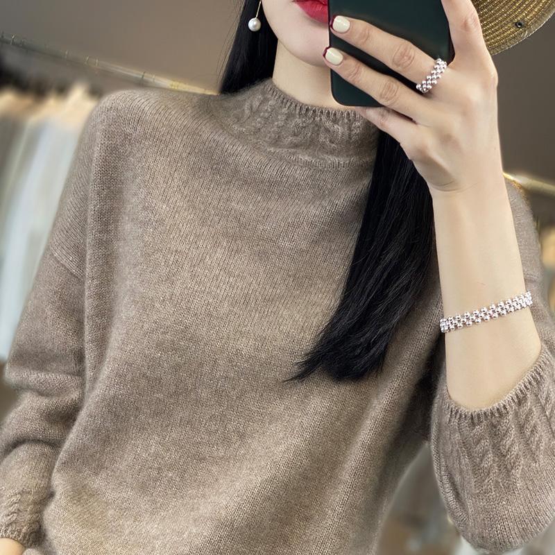 Women's Cashmere Sweater Qinghe Cashmere 30% Cashmere 70% Wool Autumn and Winter Pullover Warm and Fashionable