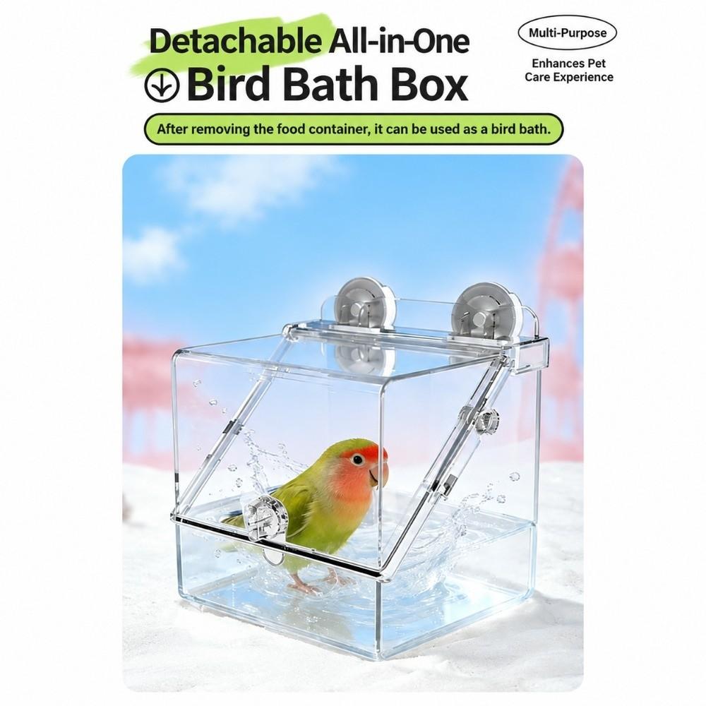Top Mount Parrot Bath Box Splash Proof Bird Bath Basin Multipurpose Use Bird Feeder Bath Daily Use