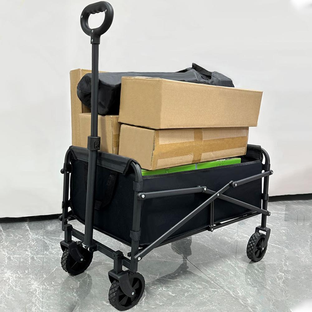 Collapsable Wagon Outdoor Large Capacity Camping Trolley 4 Wheel Carts Long Handle Picnic Handcart Multifunctional Pull Carts
