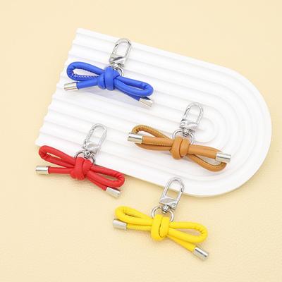 Ins Bow Pure Handmade Woven PU Phone Chain Retro Bag Ornament Keychain Pendant