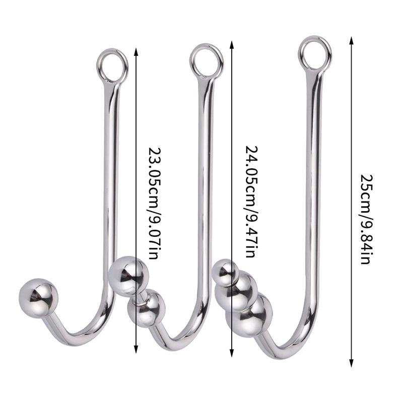 Stainless Steel Anal Hook With Anal Beads Hole Anal Hook Metal Butt Plug Anal Sex Toys Adult Product No Vibrator For Men Gay