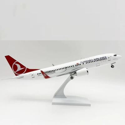 B737 Flugzeug 30cm Turkish Airlines 1/124 Maßstab Flugzeug Harz Luftfahrtflugzeug Mit Ständer und Rädern Sammler Souvenir